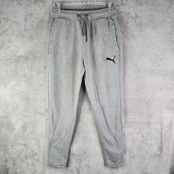 Mens Grey Puma Jogger Sweatpants Drawstring Elastic Waist Size S - Picture 2 of 12